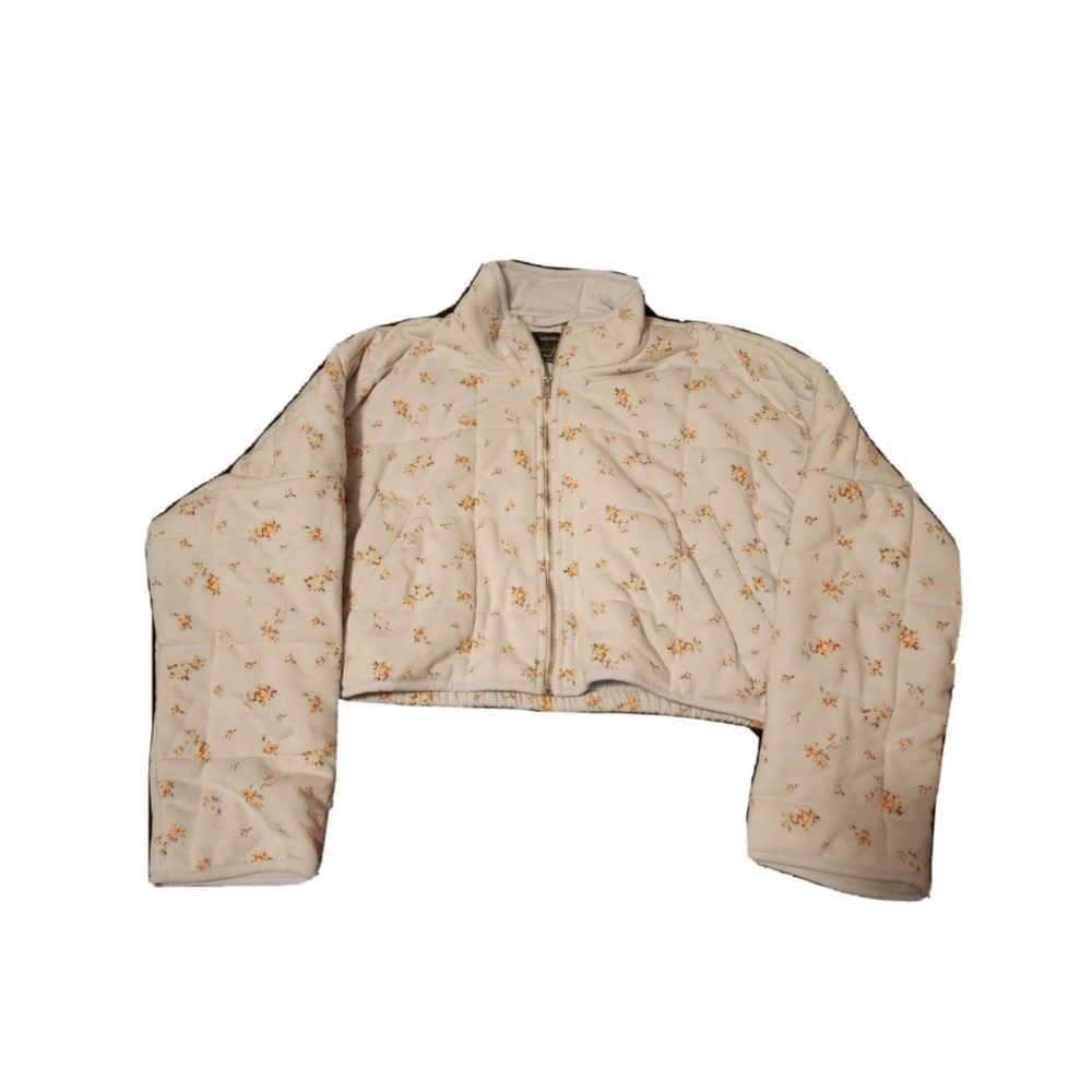 Forever 21 Floral Print Quilted Cropped Jacket